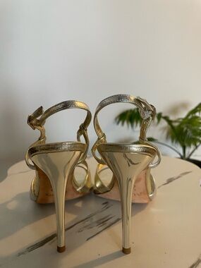 Aldo Women's Metallic Silver Strappy High Heel Sandals